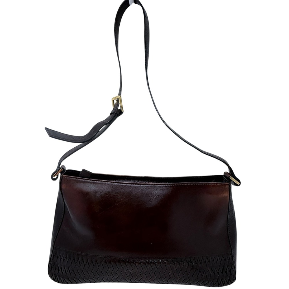 Vintage Etienne Aigner 72300 Oxblood Woven Leather Shoulder Bag Y2K